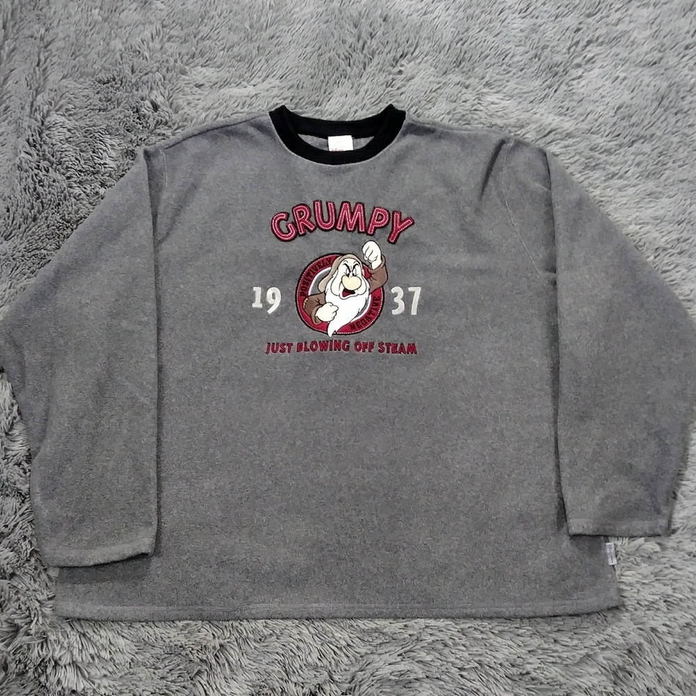 Disney grumpy grey sweater blowing off steam  XL